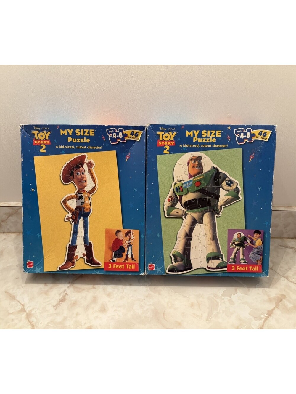 Lot of 2 Vintage Toy Story 2 My Size Puzzles Woody Buzz Lightyear Mattel 1999